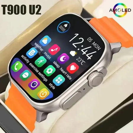 Smartwatch T900 para homens e mulheres, Chamada Bluetooth, Carregamento sem fio, NFC, GPS Track, BT, Música, Jogos e muito mas.