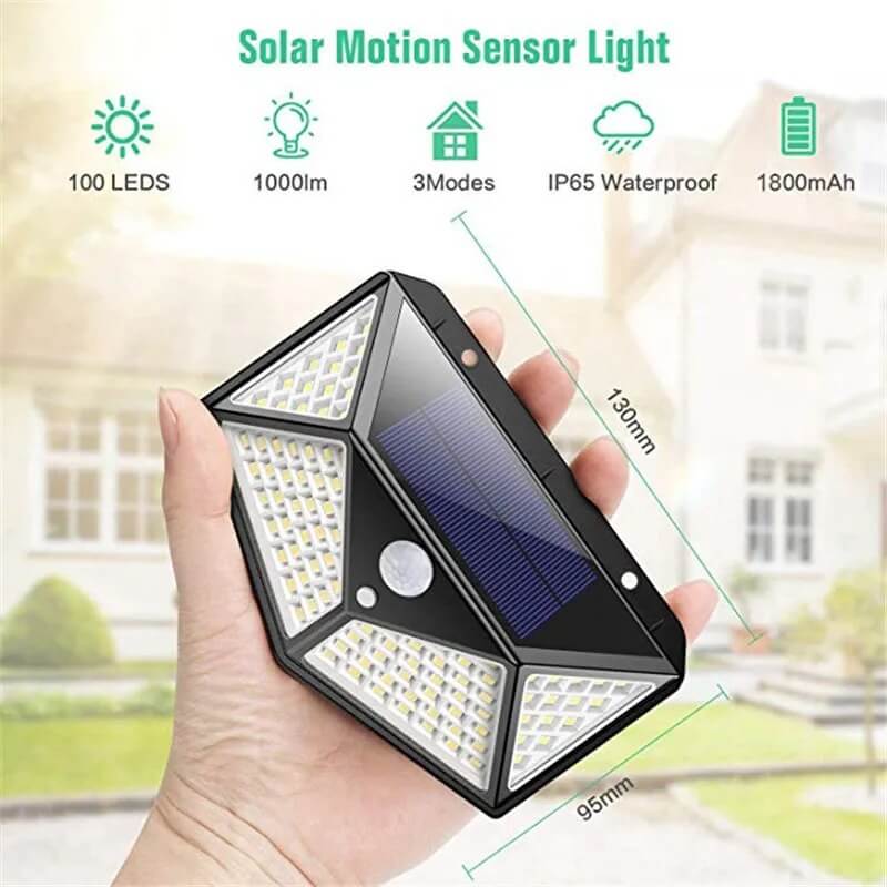 Lâmpada de parede solar "SPID LED" impermeável ao ar livre, Luz de sensor de movimento.